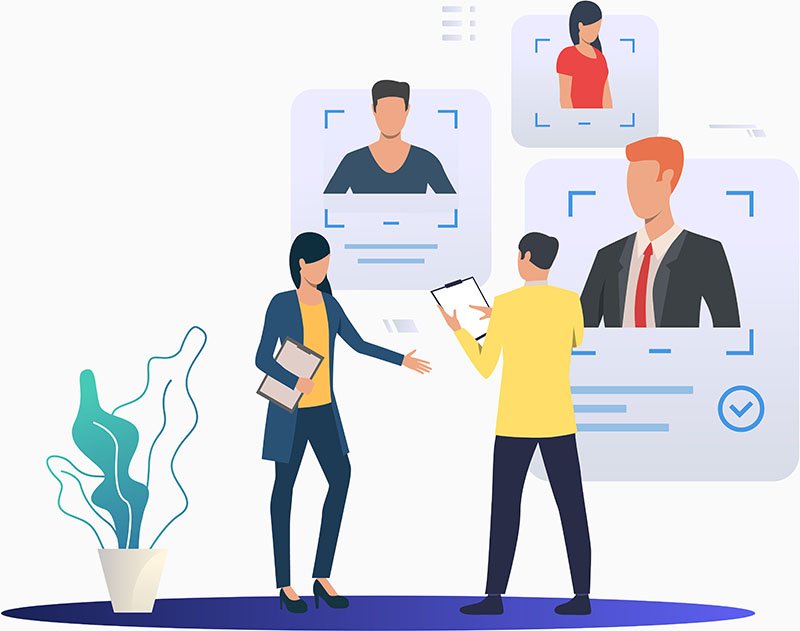 Recruiting professionals studying candidate profiles